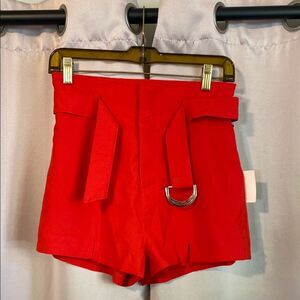 Superdown High Waist Red Shorts with Belt
